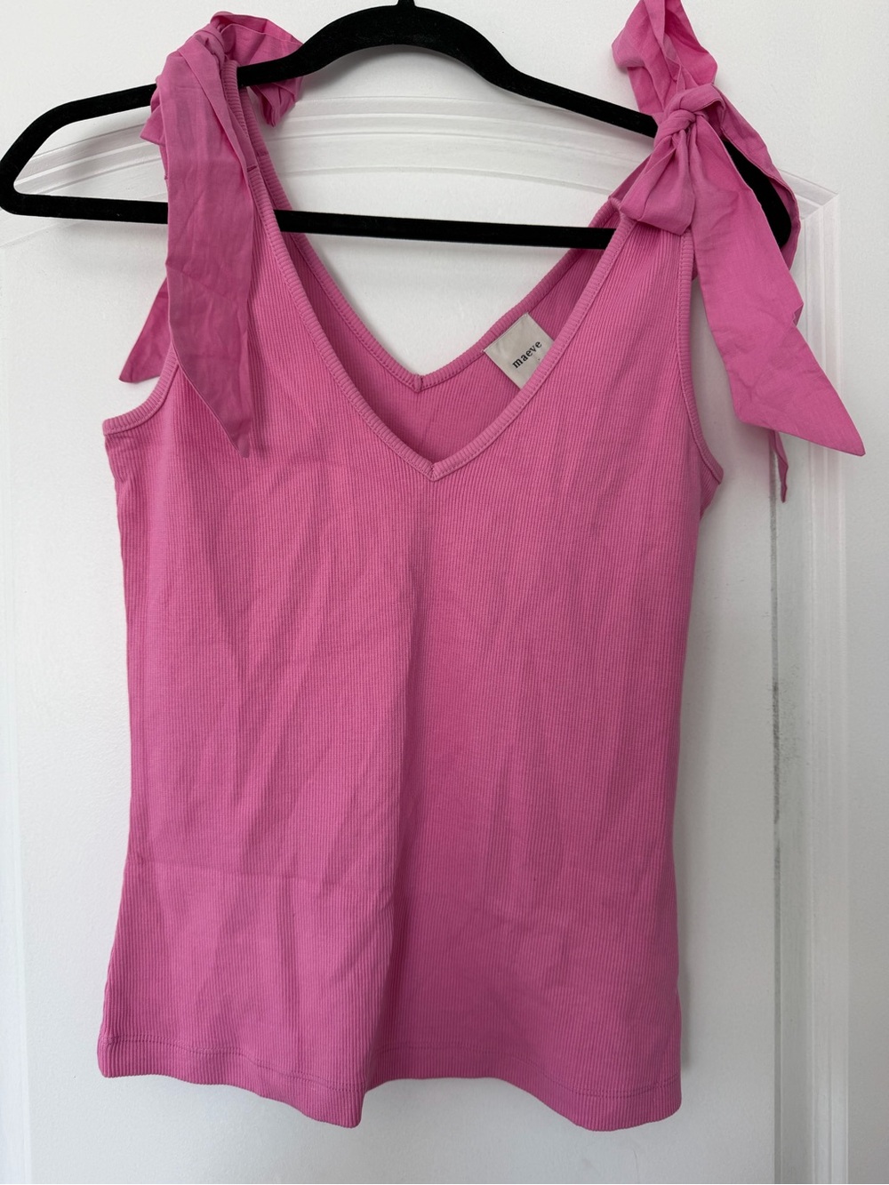 Maeve Pink Tie-Shoulder V-Neck Tank Top